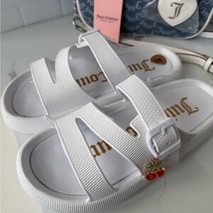 Juicy Couture White Slide Sandals with Cherry Charms